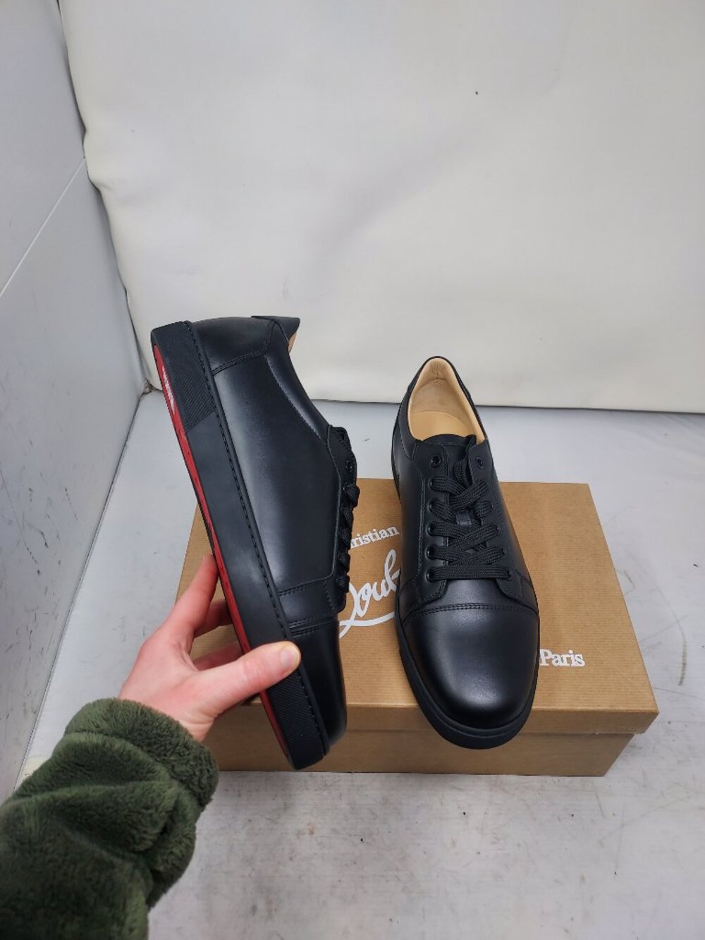 Christian Louboutin MENS Vieira Flat Low Top Black Sneaker